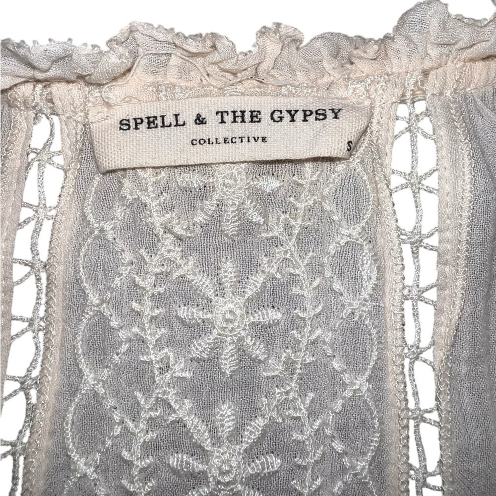 {EUC Spell & The Gypsy Collective Loves Me Not Blouse Cotton/Viscose Cream Small - Picture 10 of 13